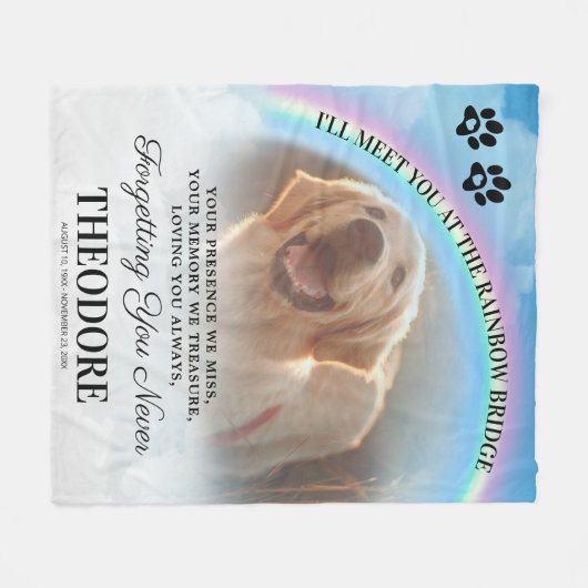 Couverture Polaire Pet Memorial Rainbow Bridge (Devant (Horizontal))