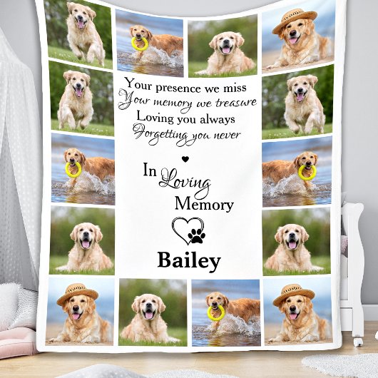 Couverture Polaire Pet Memorial souvenir chien perte photo Collage
