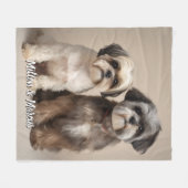 Couverture Polaire Pet Photo Blanche avec le nom Cute Memorial Cadeau (Devant (Horizontal))