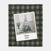 Couverture Polaire Pet Photo Green Black Buffalo Check Fleece Blanche (Devant)