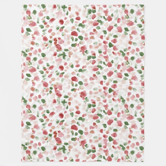 Couverture Polaire Pétales de fleurs rouges et verts (Devant)