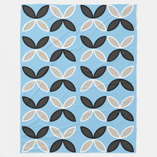 Couverture Polaire Pétales de papillon noir gris et blanc motif (Devant)