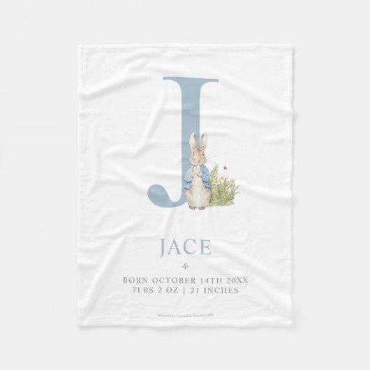 Couverture Polaire Peter Rabbit | Lettre personnalisée J (Devant)