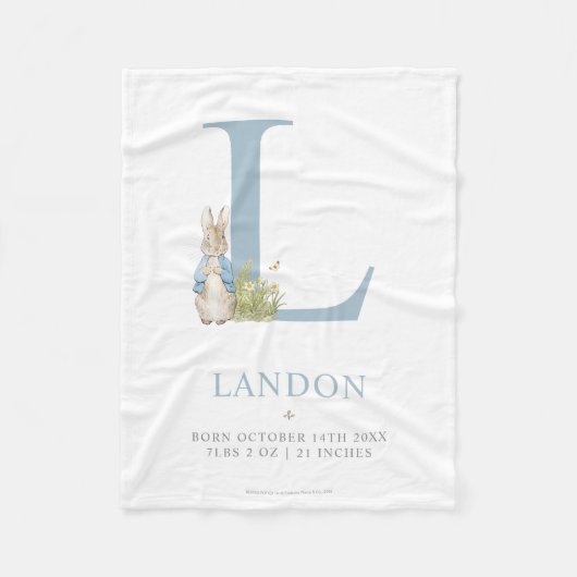 Couverture Polaire Peter Rabbit | Lettre personnalisée L (Devant)