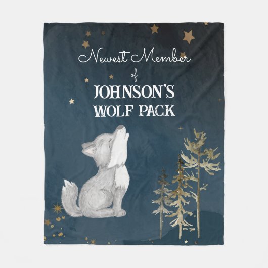 Couverture Polaire Petit bébé à thème loup (Devant)