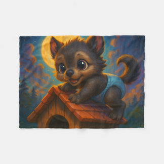 Couverture Polaire Petit Bébé Werewolf sur Dog House Imaginaire Art