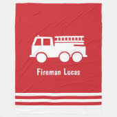 Couverture Polaire Petit Camion-feu Garçon avec nom Rouge et blanc (Devant)