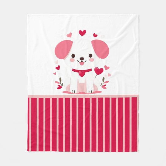 Couverture Polaire Petit chiot de la Saint-Valentin (Devant)