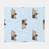 Couverture Polaire Petit chiot français bulldog dormant sans soudure  (Devant (Horizontal))