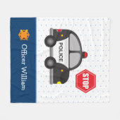 Couverture Polaire Petit Garçon policier et voiture (Devant (Horizontal))