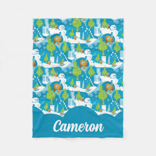 Couverture Polaire Petit Grinch Joyeux Motif Turquoise Grinchmas