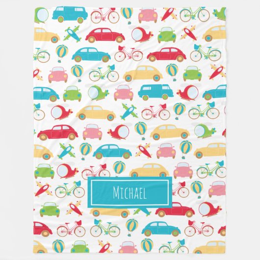 Couverture Polaire Petit Motif de véhicule avec prénom (Devant)