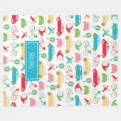 Couverture Polaire Petit Motif de véhicule avec prénom (Devant (Horizontal))