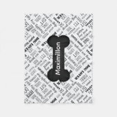 Couverture Polaire PETIT os noir avec nom sur blanc (Devant)