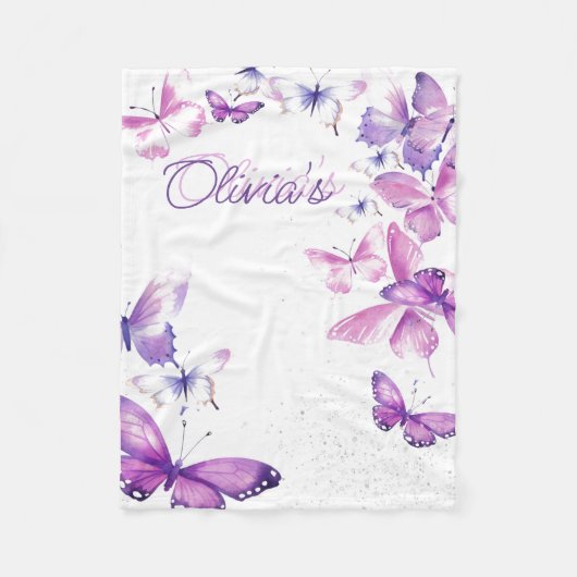 Couverture Polaire Petit Papillon cadeau personnalisé fête d'annivers (Devant)