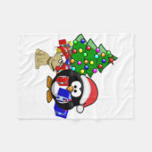 Couverture Polaire Petit Penguin Père Noël et Rindeer Chien (Devant (Horizontal))