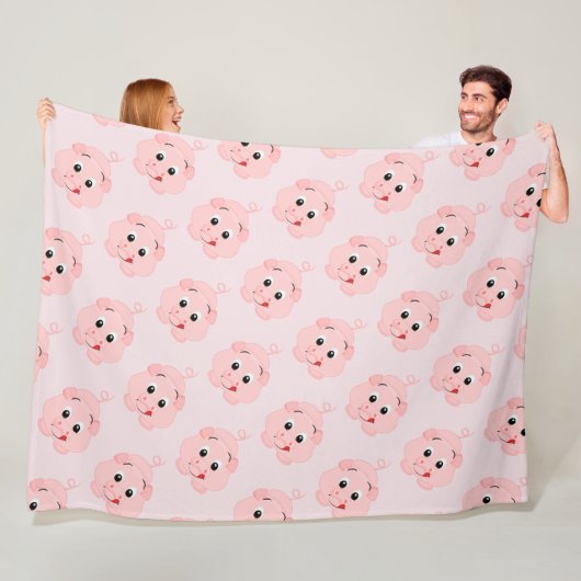 Couverture Polaire Petit Rose Piggy (En situation)