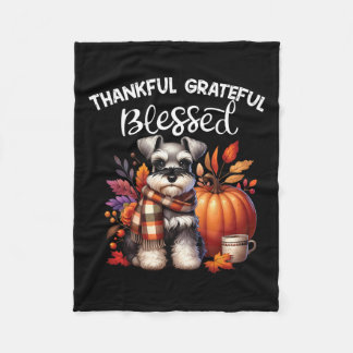 Couverture Polaire Petit Schnauzer Chien Citrouille épice Happy Fall