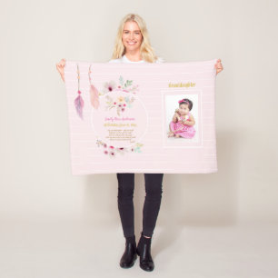 Couverture Polaire Petite-fille 1er anniversaire PHOTO POEM NOM & Dat
