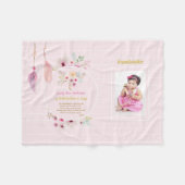 Couverture Polaire Petite-fille 1er anniversaire PHOTO POEM NOM & Dat (Devant (Horizontal))