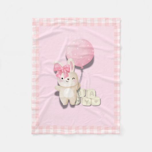 Couverture Polaire Petite fille Bunny Nursery Imprimer - Animaux rose (Devant)