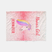 Couverture Polaire Petite-fille personnalisée Pink Unicorne (Devant (Horizontal))