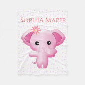 Couverture Polaire Petite fille rose adorable Eléphant (Devant)