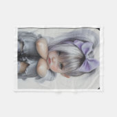 Couverture Polaire Petite Fille Triste Écharpe Arc Violet (Devant (Horizontal))