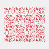 Couverture Polaire Petite mignonne Rouge Blanc & Coeurs Rose Saint Va (Devant (Horizontal))