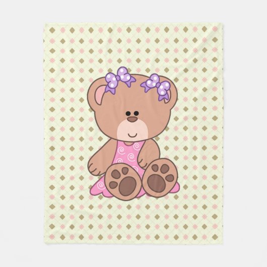 Couverture Polaire Petite ours fille personnalisée (Devant)