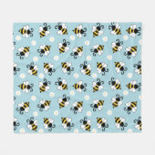 Couverture Polaire Petites abeilles mignonnes et fleurs marguerites m (Devant (Horizontal))