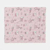 Couverture Polaire Petites créatures forestières endormies roses (Devant (Horizontal))