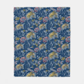 Couverture Polaire Petites fleurs mignonnes bleu marine vi (Devant)