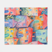 Couverture Polaire Petites maisons pastel de couleur douce, couleur p (Devant (Horizontal))