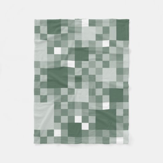 Couverture Polaire Petits Carrés numériques Pixellisés Vert (Devant)