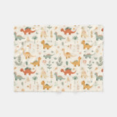 Couverture Polaire Petits Dinosaures Beige Neutre Tons (Devant (Horizontal))