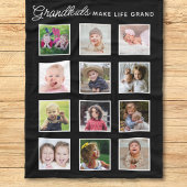 Couverture Polaire Petits-enfants font la vie Grand 12 Photo Collage