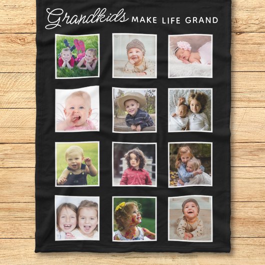 Couverture Polaire Petits-enfants font la vie Grand 12 Photo Collage
