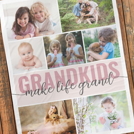 Couverture Polaire Petits-enfants font la vie Grand 7 Photo Collage
