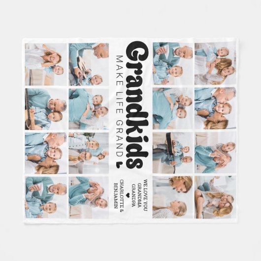 Couverture Polaire Petits-enfants font la vie Grand Custom 16 Photo C (Devant (Horizontal))