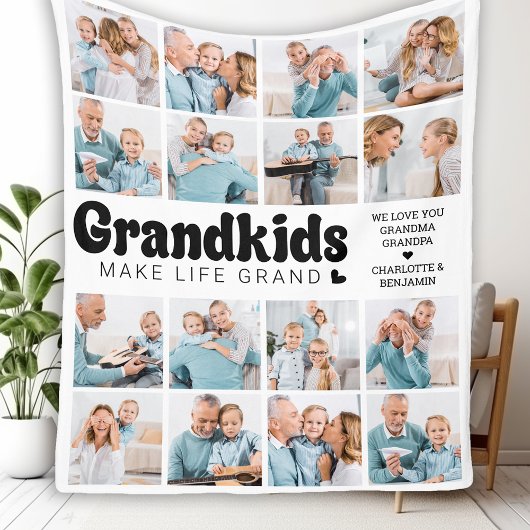 Couverture Polaire Petits-enfants font la vie Grand Custom 16 Photo C