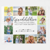 Couverture Polaire Petits-enfants Poème 12 Photo Collage Blanc (Devant (Horizontal))