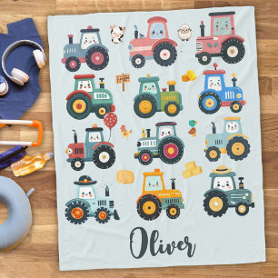 Couverture Polaire Petits tracteurs mignons de bébé dans une ferme