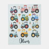 Couverture Polaire Petits tracteurs mignons de bébé dans une ferme (Devant)