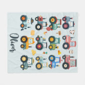 Couverture Polaire Petits tracteurs mignons de bébé dans une ferme (Devant (Horizontal))