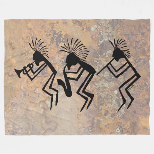 Couverture Polaire Petroglyphe Kokopelli Horn and Flute Player (Devant (Horizontal))