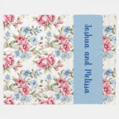 Couverture Polaire Petunias roses et Sky Blue Daisies - Pois (Devant (Horizontal))