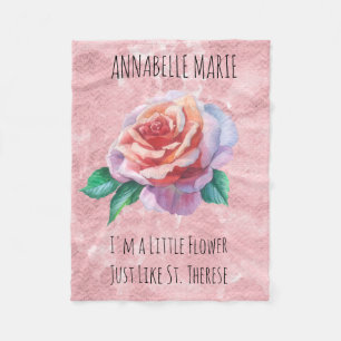 Couverture Polaire Peu de St Therese de rose de rose de fleur