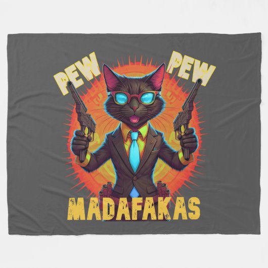 Couverture Polaire Pew Pew Madafakas Chat noir (Devant (Horizontal))