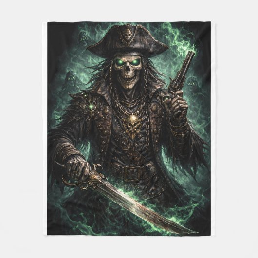 Couverture Polaire Phantom Pirate Skull – Dark Fantasy Reaper (Devant)
